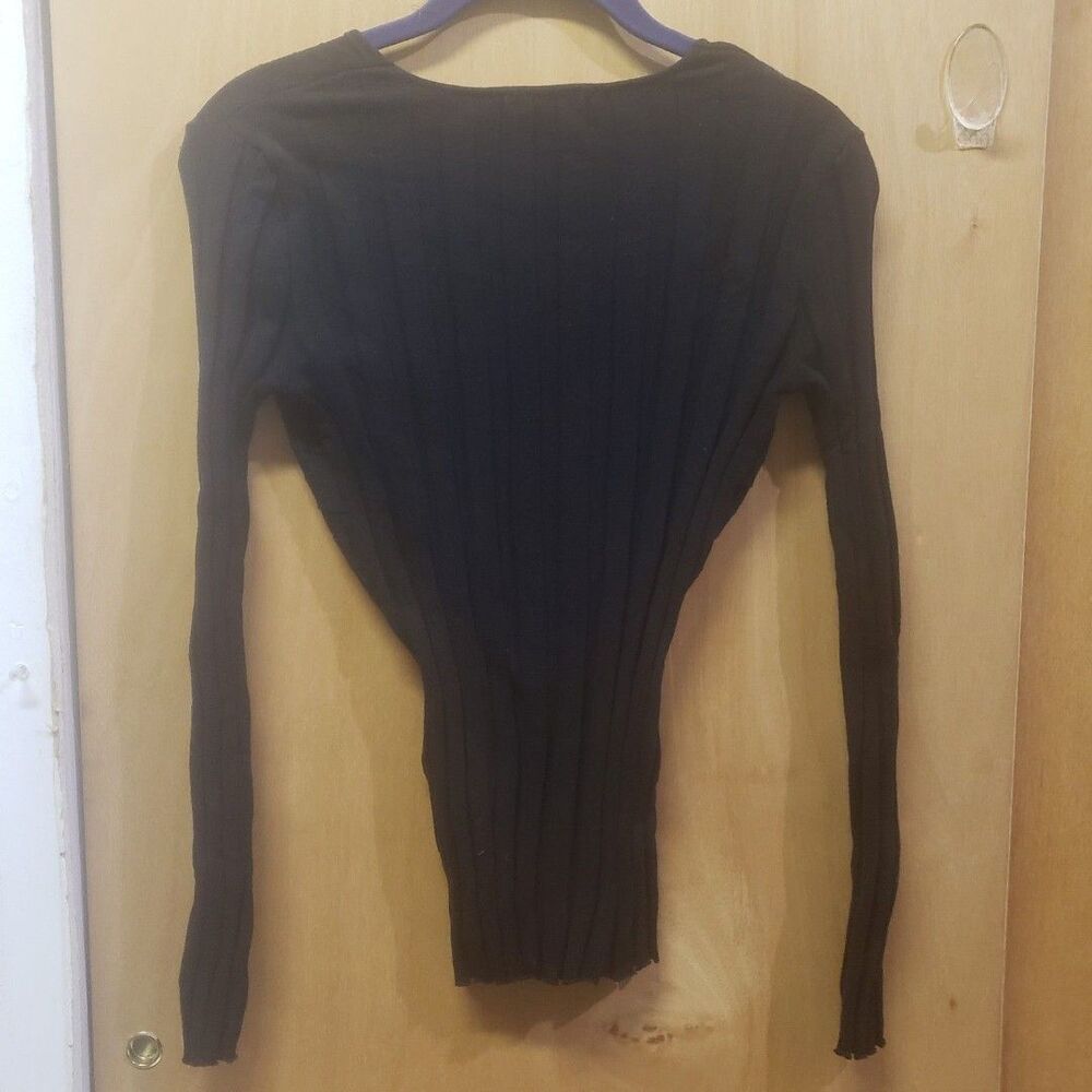 I.N.C. International Concepts Ribbed Surplice Pullover Sweater Black Sz XS III - Picture 3 of 5